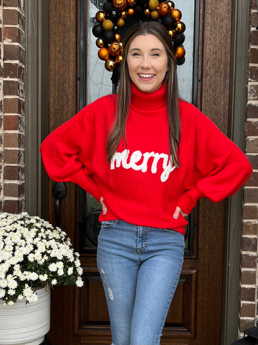 Red MERRY Sweater