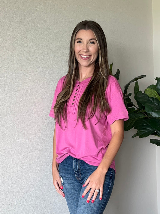Pink Button Top