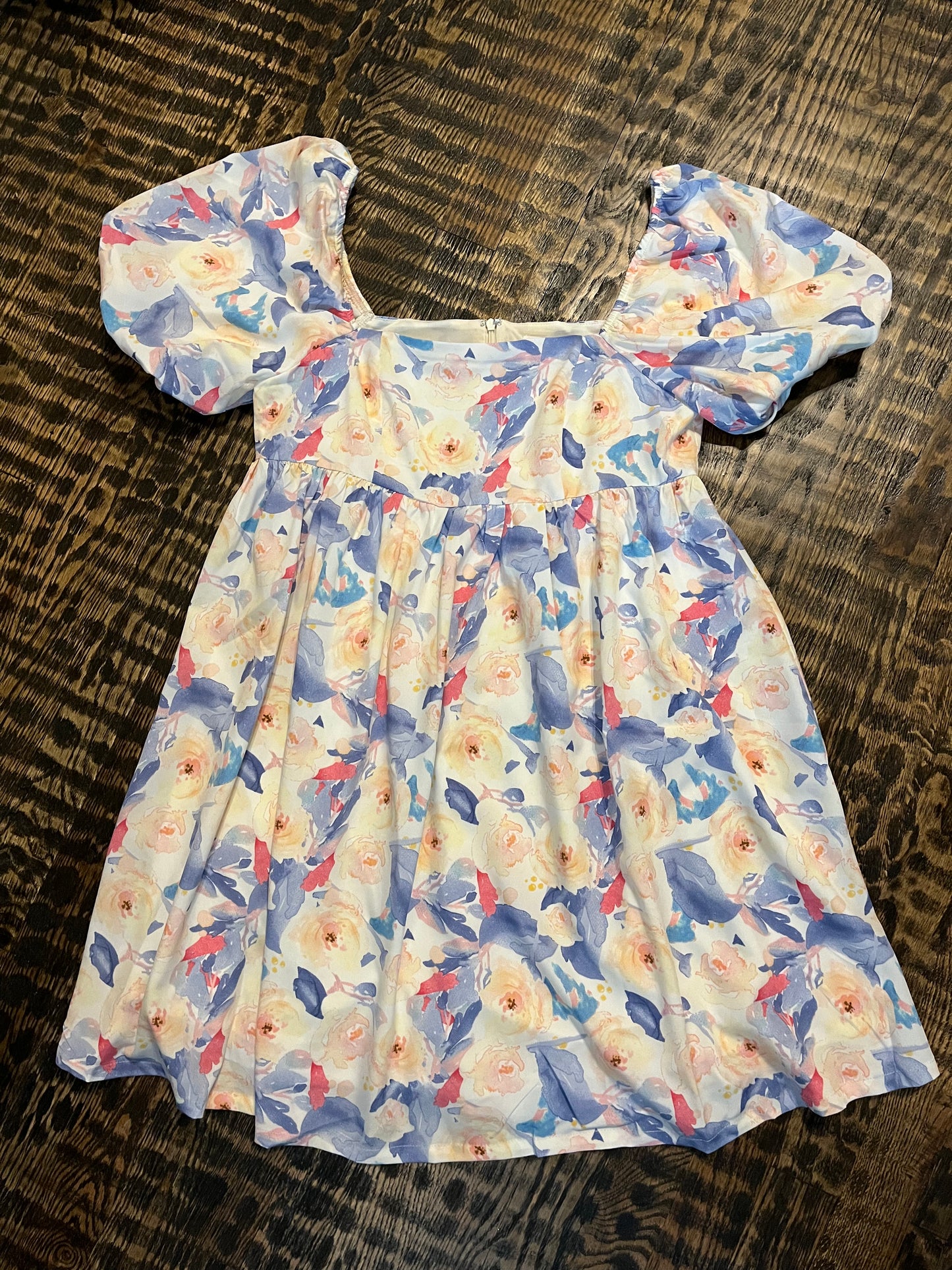Floral Mini Dress-Blue