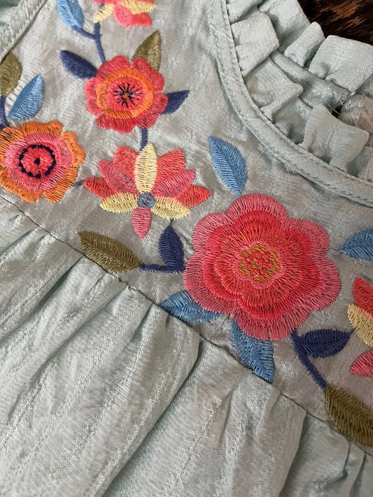 Floral Embroidery Top-Plus